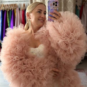 Andrea ruffles tulle coat in pale pink color MY141 Beautiful high quality handmade unique item with best price Free shipping by DHL express