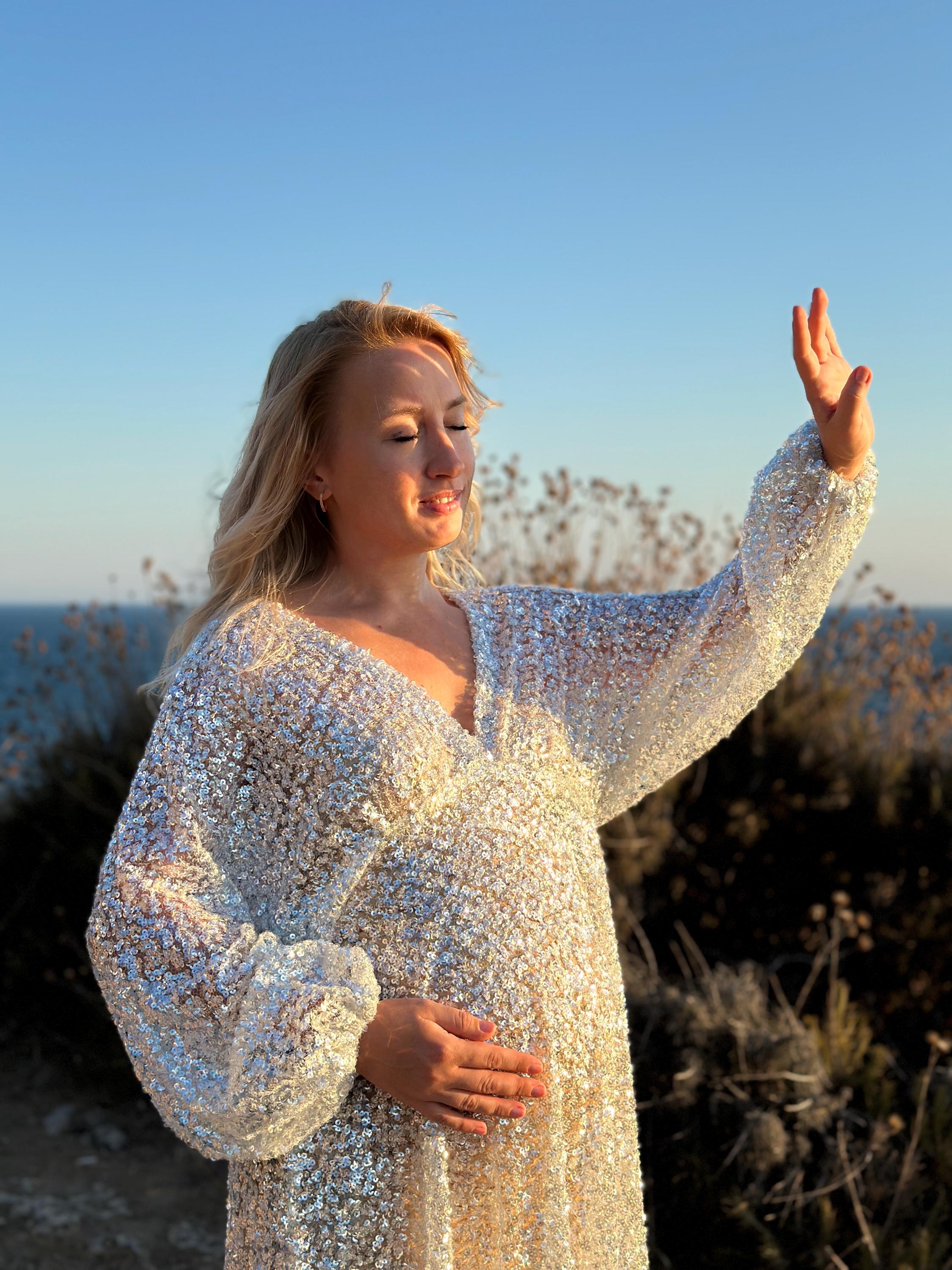sequin tulle maternity dress Plus Maternity Off Shoulder Sequin Bodice Contrast Tulle Evening Dress