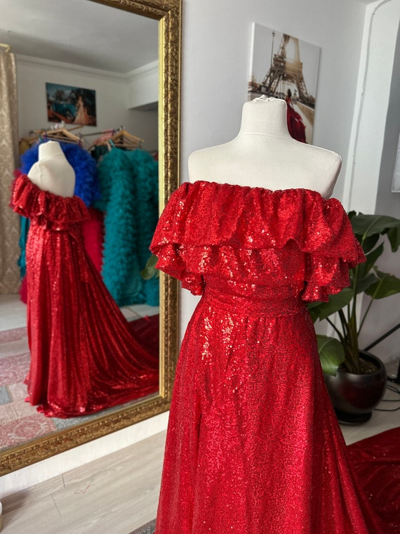 Amazon.com: DCOT Wine Red Engagement Dress Atmospheric Fishtail Evening  Dress Female (Color : D, Size : Medium) : Clothing, Shoes & Jewelry