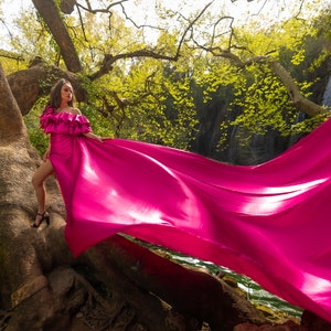Monica Dress in Bright Fuchsia Color // Free Fast Shipping by DHL Express, Maxi Long Flying ...