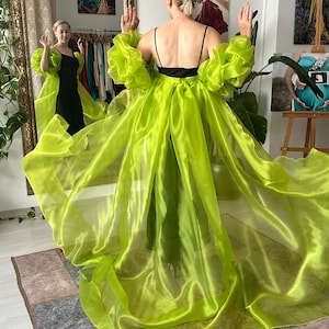 Lime Green Puff Sleeve Dress - Etsy Australia