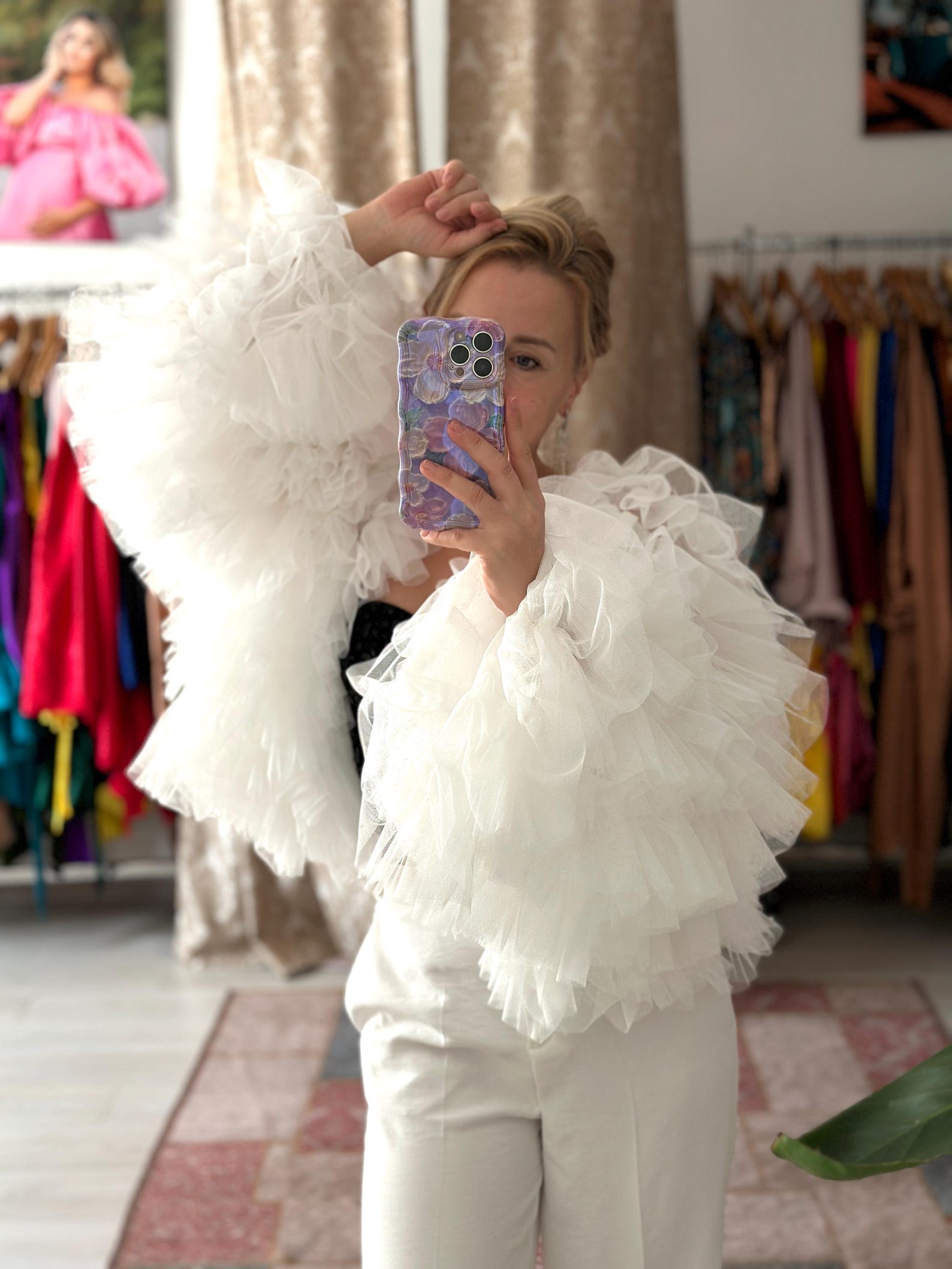 White Ruffle Jacket Eva White Tulle Ruffle Crop Jacket - Long Sleeve Wedding Bolero Cape - Etsy