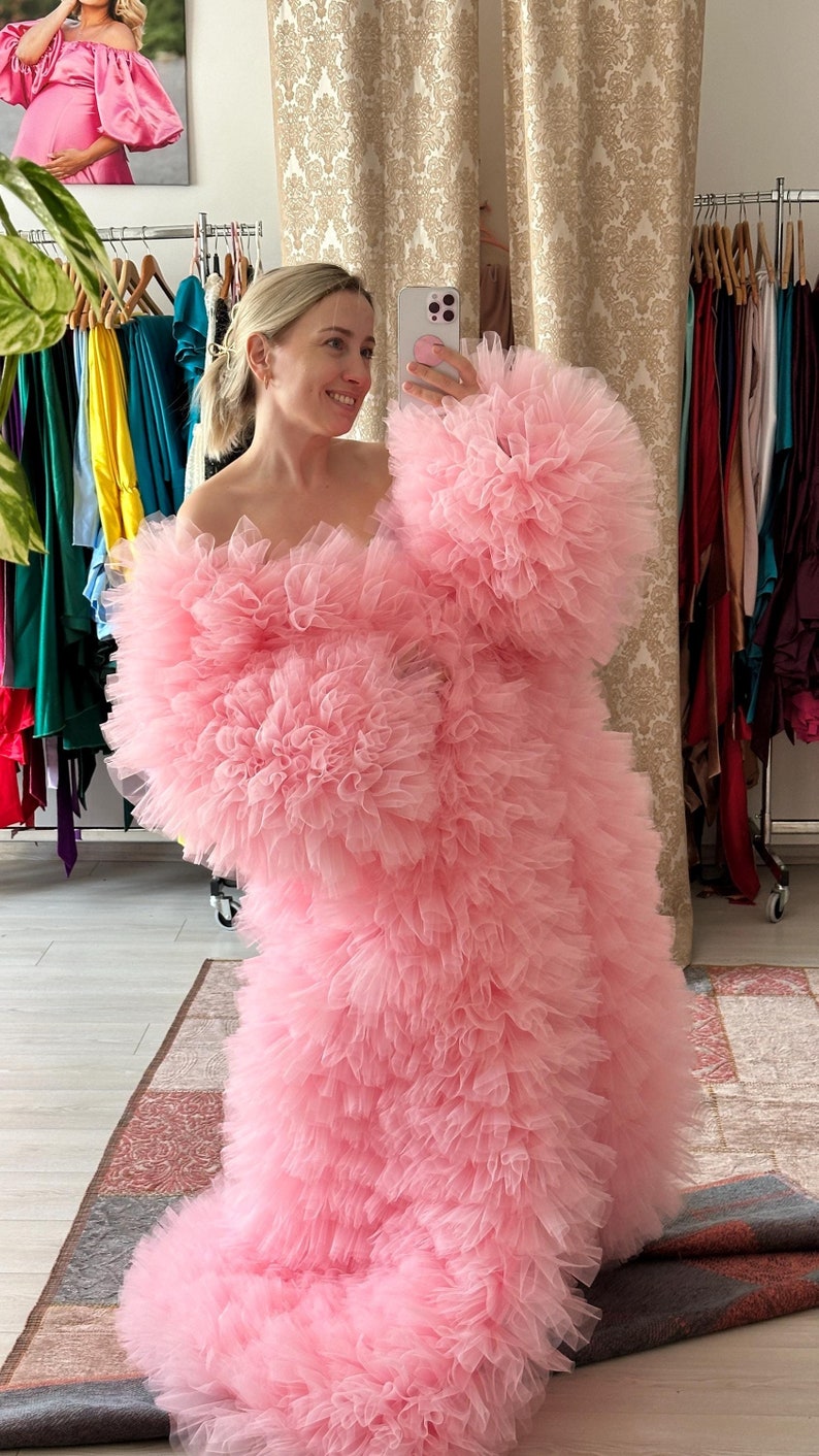 Layered Robe Ruffled Tulle Andrea Coat: Custom Runway Dress - Etsy
