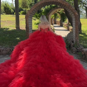 Melania ruffle long skirt Train length on the photo from the waist line to the bottom 2 mt 6.5 ft One size outfit Dramatic art stage