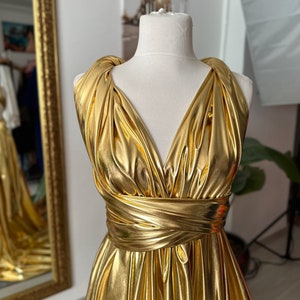 AnastasiiaMokko Diana Dress in Gold Lame Fabric Only Hand Washing Fabric One Size Photo Shooting Session Dress Gown Outfit Gold Shiny Festival Party