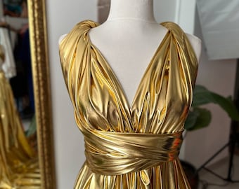 Diana dress in gold lame fabric Only hand washing fabric Multiple sizes photo shooting session dress gown outfit Gold shiny festival party