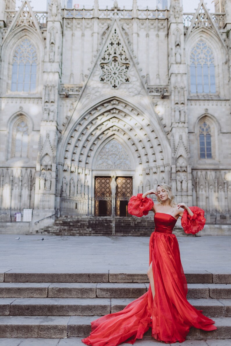Elen Dress // Corset Dress With Slit and Flowy Skirt Flying Etsy
