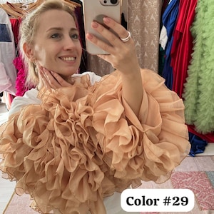 Sia Chiffon Ruffle Cape: Puffy Crop Jacket, Photo Prop