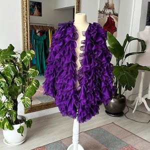 Lianna ruffles chiffon cape in deep royal purple (custom colors available) Perfect for festivals, fantasy shoots and dramatic entrances