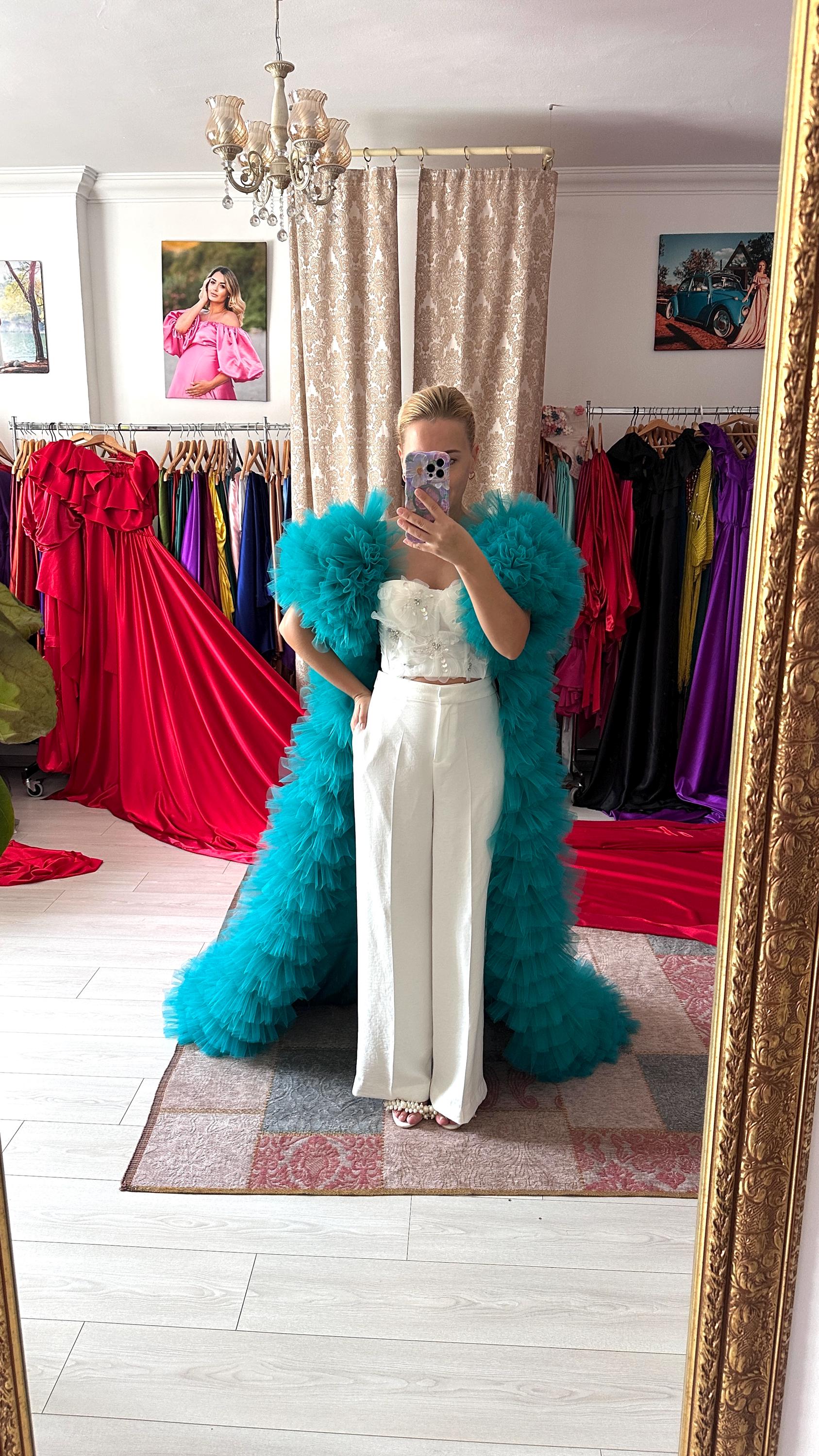 blue quince dress with cape Applique Cape Quinceanera Dress by House of Wu 26083