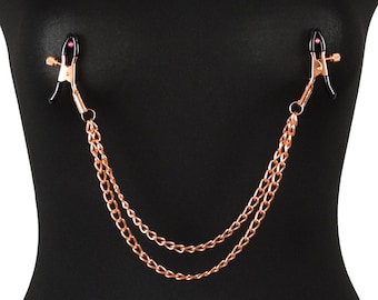 Adjustable Stainless Steel Nipple Clamps with Chain, BDSM Jewelry
