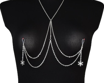 Snowflake Nipple Chain: Non Piercing Body Jewelry