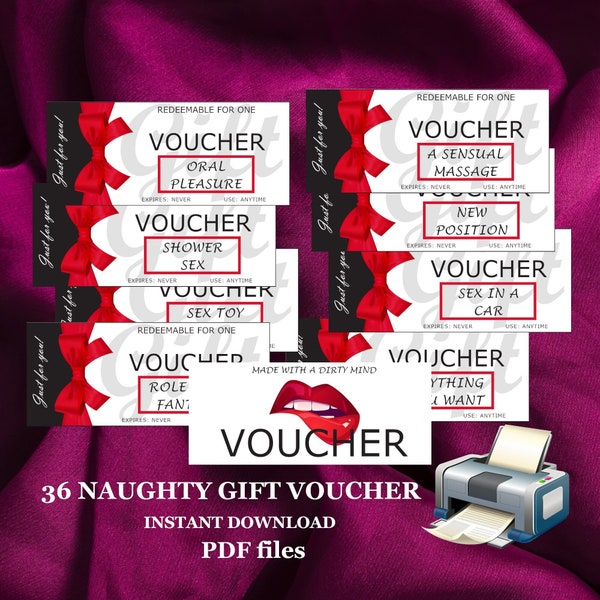 Naughty Sex Coupons for Him and Her, Love Coupons , Printable Valentine's Day Gift for Boyfriend, X Rated - Editable PDF