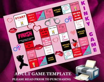 Adult game for couples, drinking game printable, wedding game, night board game template, Valentines day gift