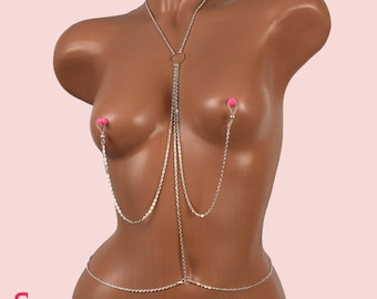 Body chain jewelry, non piercing body jewelry, festival jewelry, sexy bikini jewelry nipples nooses simple layered jewellery accessories