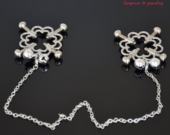 Flower Nipple Clamps with Chain: Adjustable Non Piercing BDSM Jewelry