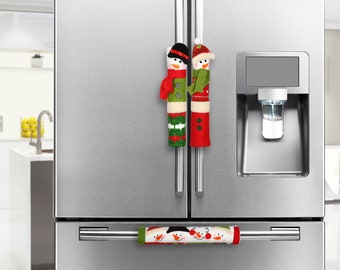 Snowman Christmas Decorations - Set of 3 Kitchen Handle Covers - Best Xmas Idea for Gift and Decor