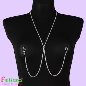 Nipple jewelry non piercing chain, sexy body chain necklace to nipple, festival jewelry, breast jewelry, Anniversary gift for her
