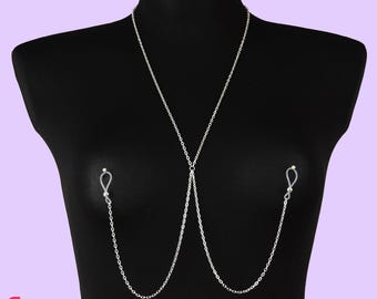 Nipple jewelry non piercing chain, sexy body chain necklace to nipple, festival jewelry, breast jewelry, Anniversary gift for her