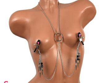 Nipple clamps non piercing chain, necklace to nipple, sexy body chain, nipple jewelry, Valentine day gift for her