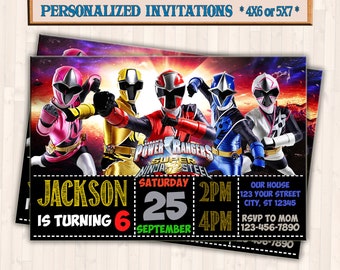 Power Ranger Invitation Etsy