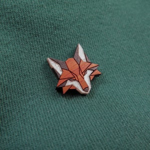 Fox Lapel Pin from recycled exotic wood and acrylic glass, cute little jacket pin image 2