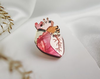 Épinglette coeur anatomique découpée au laser dans du verre acrylique, cadeau parfait pour la Saint-Valentin, unisexe