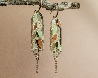 Extravagant Golden Wheat Earrings from lightweight acrylic glass mirror