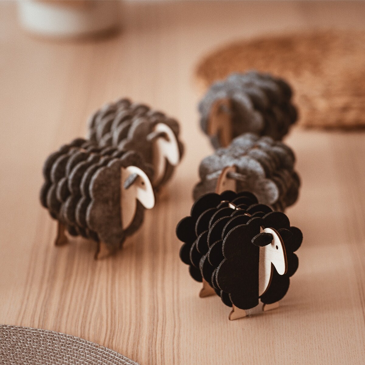 Sheep Felt Coasters Cute Housewarming Gift Set of 6 Felt Coasters on a Plywood Sheep Stand - Etsy