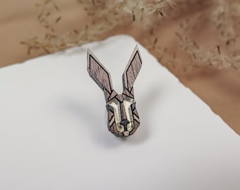 Rabbit Lapel Pin from recycled exotic wood and acrylic glass, cute little jacket pin