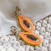 Vivid Acrylic Papaya Earrings in Neon Orange and Green With Gold Mirror ...