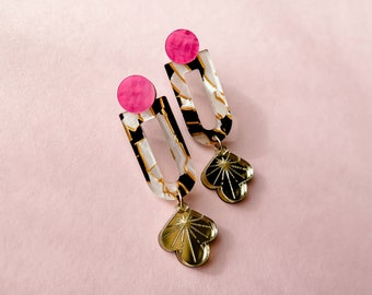 Pendientes acrílicos de estilo japonés inspirados en sakura y kintsugi