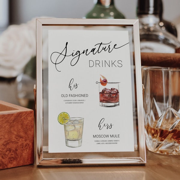 Wedding Bar Menu His and Hers Etsy