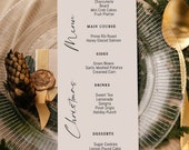 Christmas Dinner Menu Template. Editable Xmas Catering Menu Card Printable. Winter Holiday Dinner Gathering Modern Food List Templates CORJL