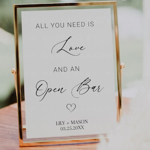 All You Need Is Love and Celebration Sign, Editable Wedding or Party Drinks Table Sign, Editable Template for Special Event, CORJL Download