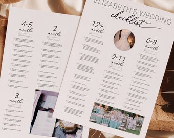 12 Month Wedding Planning Checklist, Printable Organizer, Bride Groom To Do List, Download, Wedding Day Guide for newly engaged couples