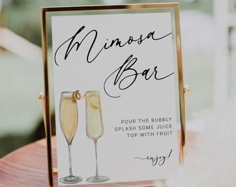 Modern Minimalist Mimosa Bar Sign Template. Wedding Mimosa Bar Sign. CORJL Editable Mimosa Bar Sign. Bridal Shower Printable.