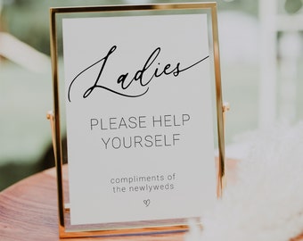 Ladies Restroom Sign | Women Modern Wedding Restroom Signage Editable Template CORJL Instant Digital Download
