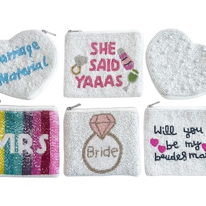 Bridal Preppy Coin Purse Designs, Hand Beaded Wallets, Chic Pouches, Perfect Gift for Her, Wedding Accessories, Unique Party Favor