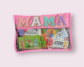 Mama Clear Pouch, Chenille Travel Bag for Busy Moms, On-the-Go Purse Organizer, Transparent Storage Bag for Toddler Essentials, Gift for Mom