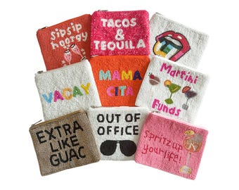 Preppy Beaded Coin Purses, Handcrafted Wallets & Chic Pouches, Perfect Gift for Her, Best Seller Accessory, Unique Party Favor