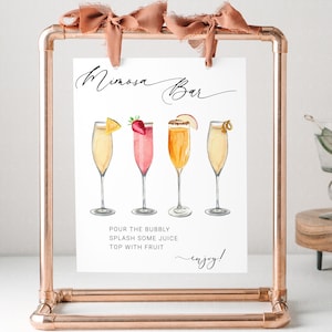 Modern Minimalist Mimosa Bar Sign, Wedding Drink Signage Printable Template,Editable Bridal /Baby Shower Cocktail Signs Bestseller Downnload