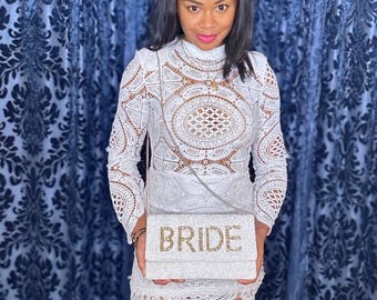 Beaded Bride Clutch Purse, Elegant Crossbody Wedding Purse, White Bridal Purse, Perfect Gift for Bride, Unique Wedding Gift for Her