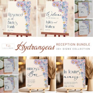 Hydrangea Garden Wedding Signs Bundle, Custom Floral Welcome Signage Ceremony Printable Templates, Save the Date CORJL DIY Digital Download