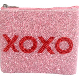 XOXO Beaded Coin Purse, Unique Handmade Women&#39;s Accessory, Perfect Gift of love for Her