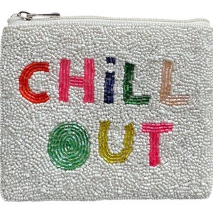 Chill Out Seed Beaded Coin Purse - Chic Wallet Pouch, Preppy Bag, Perfect Gift for Her