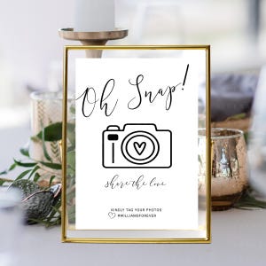 Oh Snap Sign Wedding Disposable Camera Sign Photo, Editable Photo Guest ...