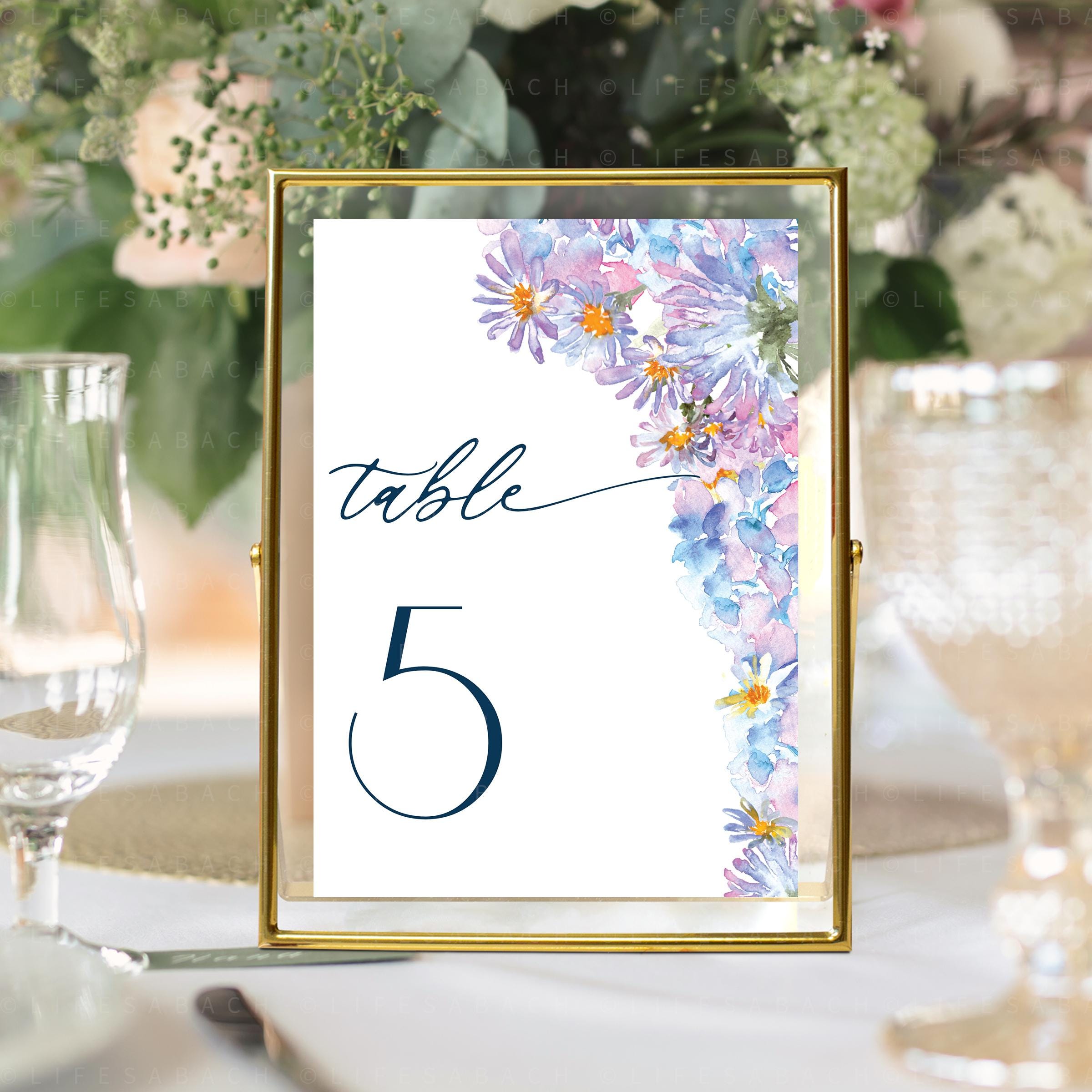 Table Numbers Wedding Printable Hydrangea, Modern Minimalist Wedding or ...