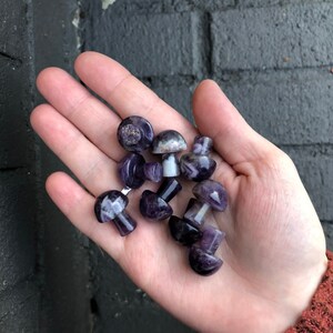 1/2” | Dream Amethyst Mushroom | Banded Amethyst Carved Mushroom