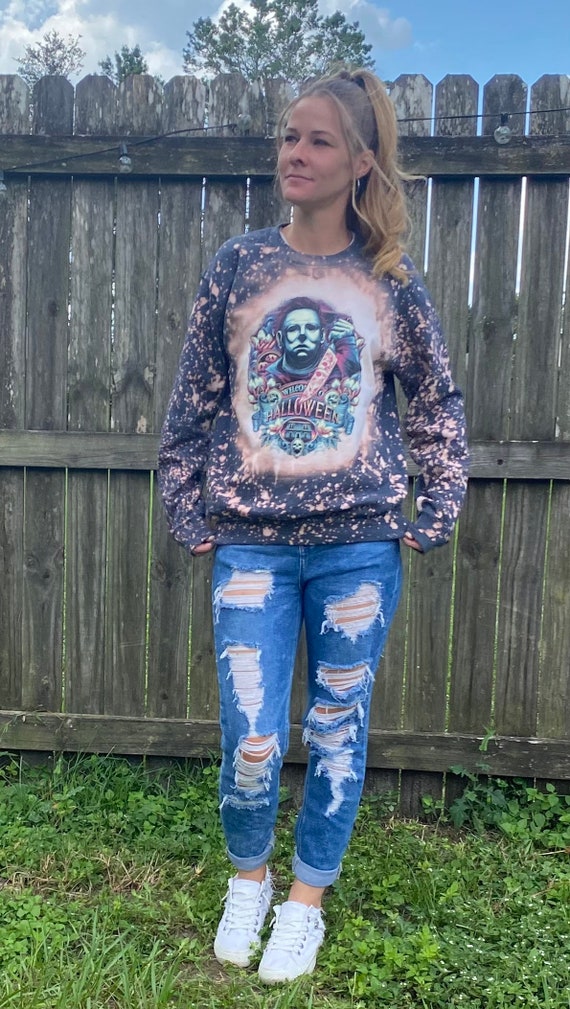 MarieLynnMade Bleached Halloween Crewneck Sweatshirt